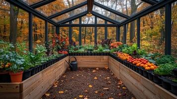 A greenhouse with lots of plants inside photo