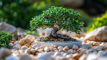 Bonsai tree in a bowl photo