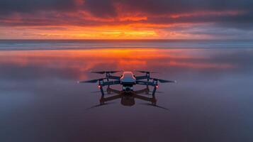 A drone on the beach at sunset photo