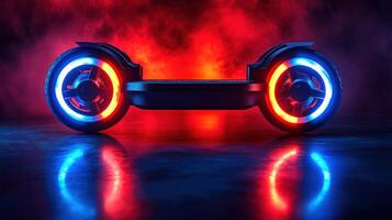 A hoverboard with glowing lights on it photo