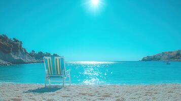 A beach chair sitting on the sand photo