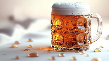A beer mug with foam on top photo