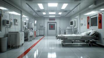 A hospital room with a bed and a television photo