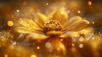 Golden flower with golden light and bokeh photo