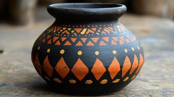 A black and orange vase photo