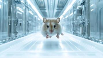A hamster running through a tunnel photo