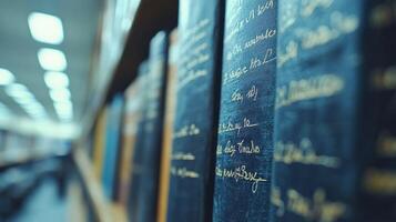 A row of books on a shelf in a library photo