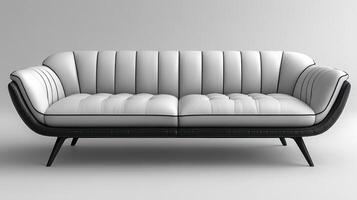 A black and white sofa with a white cushion photo