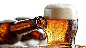 Beer pouring into a glass photo