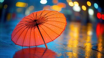 A red umbrella on the ground photo