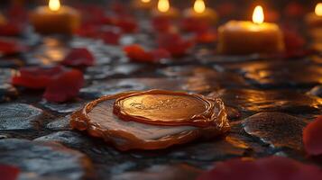 A wax seal with candles on it photo