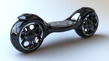 A black hoverboard with wheels on it photo