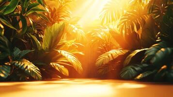 An image of a jungle with sunlight coming through the trees photo
