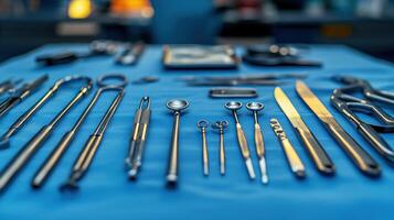 A table with surgical tools on it photo