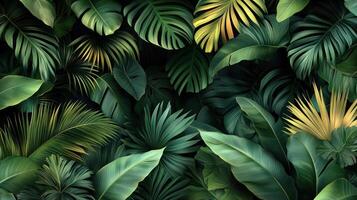 Tropical jungle background with leaves and plants photo