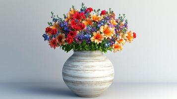 3d model of a vase with colorful flowers photo