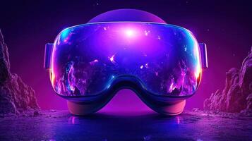 A helmet with purple lights on it photo