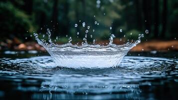 Water splash on a pond photo