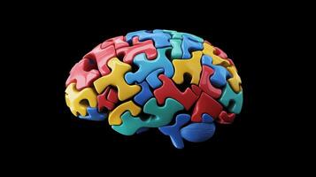 Colorful puzzle brain representing diverse thoughts and ideas with intricate pieces interconnected in a unique layout photo
