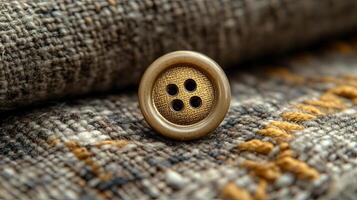 A close up of a button on a piece of fabric photo