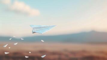 Paper airplane flying in the sky photo