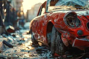 Downtown car accident photo