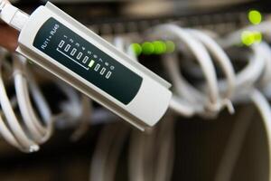 Network switch and ethernet cables,Data Center Concept. photo