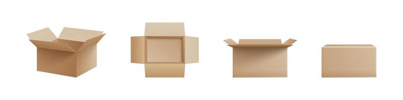 Cardboard box mockup collection. Cardboard box templates for packaging vector