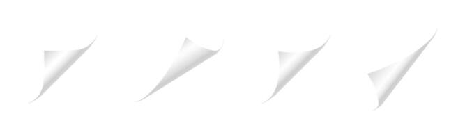 Paper curls realistic set. Curled corners white paper elements. vector