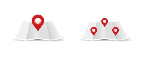 Map with location pins illustrations. vector