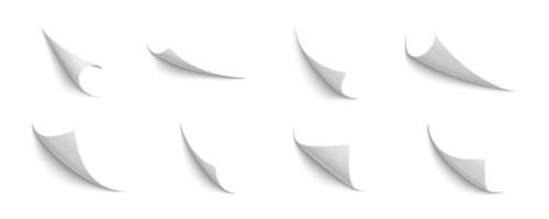 Paper curl realistic collection. Page curls blank collection. vector