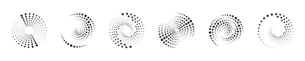 Circles in spiral abstract design element collection. Spiral circle patterns for abstract designs vector