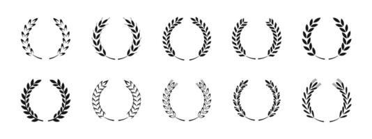 Wheat and laurel wreath icon set. Award wreaths with wheat elements vector