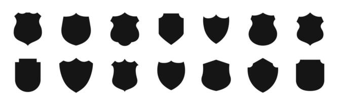 Shield silhouette icon set. Shields icons various shapes collection vector