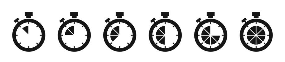 Timer icon set. Time measurement tools collection. vector