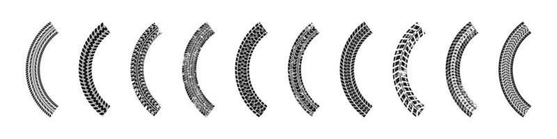 Car tire half of circle path marks grungy collection vector