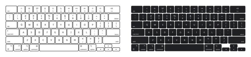 Computer keyboard outline and flat template. vector