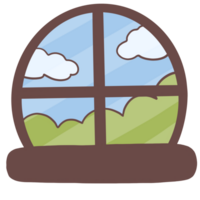 window with a view of the sky and clouds png