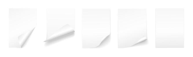 Blank page with curls collection. Curled blank page designs vector