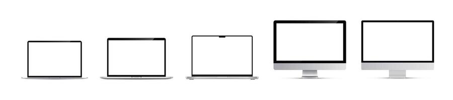 Modern device set. Laptop and monitor screen collection. vector