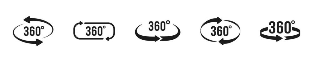 360 degrees turning icon set. Arrow Icons full rotation collection vector
