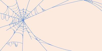 Minimal Halloween Banner with Outline Spider Web Frame in Hand Drawn Style. Doodle arachnid web perfect for cards, party invitations, web vector