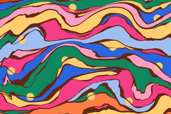 Artistic Abstract and Fluid Line Stripes. Hand painted messy pattern. Vibrant creative background. Retro street art style.