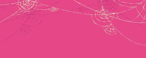 Simple Halloween Banner with Grunge Textured Spider Web Frame in Hand Drawn Style. Doodle arachnid web perfect for cards, party invitations, web vector