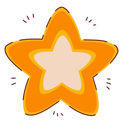 Cute Star Symbol in Hand Drawn Style with Subtle Line Decorations. Golden Christmas star shape isolated on white background. Cute doodle icon perfect for cards, banners, Holiday events, posters, web