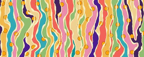 Multicolored Vertical Paint Drips. Artistic abstract stripes. Hand painted messy pattern. Vibrant creative background. Retro street art style. vector