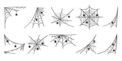 Cartoon Spider Web Collection in Hand Drawn Style. Doodle arachnid web perfect for cards, party invitations, web, fashion, print vector