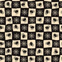 Spooky Seamless Halloween Pattern with Spider Web in Hand Drawn Style. Doodle arachnid web perfect for cards, party invitations, web, fashion, print vector