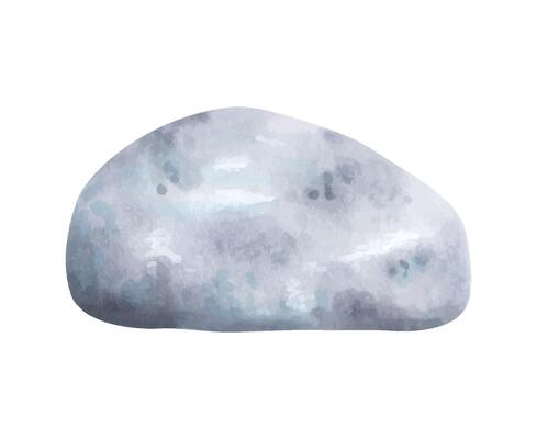 Sea rock. Watercolor and marker illustration. Rock clip art for landscape design and nature scenes. Hand drawn isolated art. Geological minerals drawing. Pebbles for oceanic design
