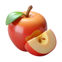 Stylized Rendering of an Apple with Slice Isolated on a Plain Background png